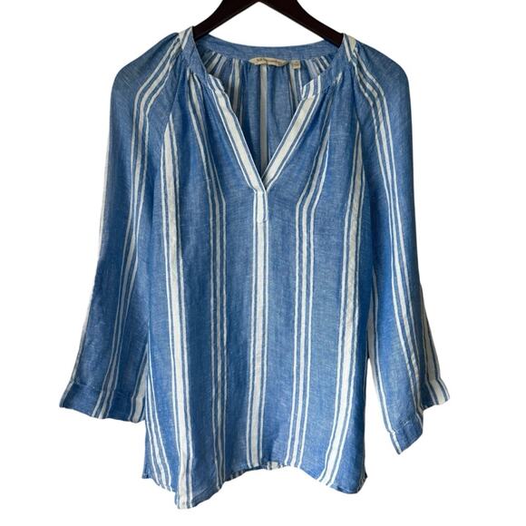 Soft Surroundings Size Small Long Sleeve Blue Striped Women's Blouse - Picture 1 of 4